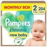 Pampers Harmonie, pañales, talla 2, 4-8 kg 204 piezas