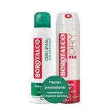 Desodorante Spray Original + Desodorante Spray Ámbar, 150 + 150 ml, Borotalco