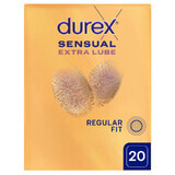 Durex Sensual Extra Lube, preservativos extra lubricados, 20 uds.