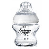 Biberón de vidrio Closer to Nature, +0 meses, 150 ml, Tommee Tippee