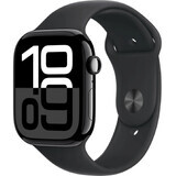 Apple Watch Series 10 GPS 46mm Jet Black Aluminium Behuizing met Zwarte Sportband - M/L