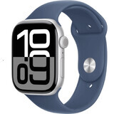 Apple Watch Series 10 GPS 42mm Zilveren aluminium behuizing met denim sportband - M/L