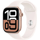 Apple Watch Series 10 GPS + Cellular 46mm Roségoud Aluminium Behuizing met Sportband Lichtroze - M/L