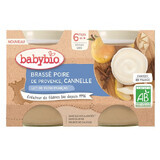 Crema de yogur con peras y canela, 2x130 gr, BabyBio