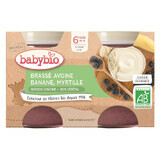 Crema de leche de avena con plátano y arándanos, 2x130 gr, BabyBio