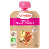 Bio Appel, aardbei en vanille dessert, +6 maanden, 90 g, BabyBio