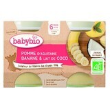 Postre de manzana, plátano y coco, 2x130 gr, Babybio