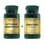 Paquete Nattokinase Serrapeptase, 30 cápsulas + Complejo Venotónico Premium, 30 comprimidos, Cosmopharm