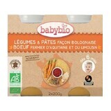 Bio-Gemüse- und Nudelpüree nach Bolognaise-Art, +6 Monate, 2X200gr, Babybio