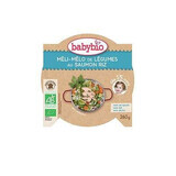 Menú ecológico puré de verduras, arroz y salmón, +15meses, 260g, BabyBio