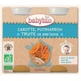 Purée de truite, potiron et carotte bio, +8 mois, 2 x 200 g, Babynat