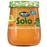 Puré ecológico de pera, plátano y zanahoria Solo, +4 meses, 120 g, Hero Baby