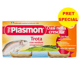 Puré homogeneizado de trucha con verduras, +6 meses, 2x 80 g, Plasmon