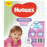 Pantaloni per pannolini Soft Comfort Girl No. 4, 9 -14 kg, 72 pezzi, Huggies