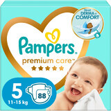 Pañales Premium Care No. 5, 11-16 Kg, 88 piezas, Pampers