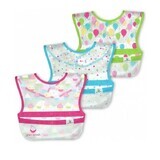 Lote de 3 baberos impermeables con bolsillo reversible, Pink Cupcakes, Green Sprouts