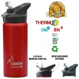 Termo de acero inoxidable con tapa automática Jannu Rojo, 500ml, Laken