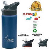 Termo de acero inoxidable con tapa automática Jannu Azul, 500ml, Laken