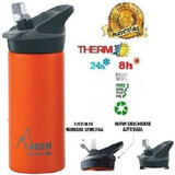 Termo de acero inoxidable con tapa automática Jannu Orange, 500ml, Laken