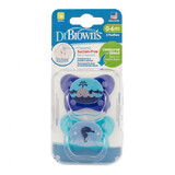 Set de 2 chupetes de silicona PreVent diseño Mariposa Azul, 0-6 meses, Dr Brown`s