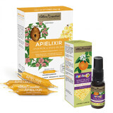 Apielixir immuniteits- en welzijnspakket, 20 flesjes x 10 ml + ApiJunior propolis keelspray, 20 ml, Bee Carpathia