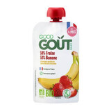 Biologische aardbei en bananenpuree, +4maanden, 120 gr, Goed voor jicht