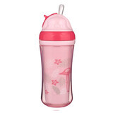 Vaso deportivo Flamingo con pajita, 260 ml, Rosa, Canpol Bebés