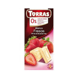 Chocolate blanco con azúcar y fresas sin gluten 75g TORRAS