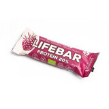 Barrita proteica ecológica de frambuesa sin gluten, 47 g, Lifebar