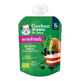 Puré ecológico de pera, manzana y grosella negra, +6 meses, 80 gr, Gerber