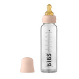 Set complet de biberons en verre, 225 ml, Blush, bavoirs