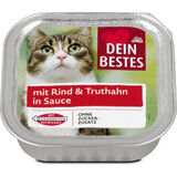 Dein Bestes casserole nourriture humide pour chats avec bœuf et dinde en sauce, 100 g