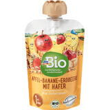 DmBio Puré de manzana con plátano, fresas y avena 12+, 100 g