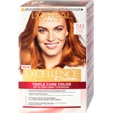 Loreal Paris EXCELLENCE CREME Tintura permanente per capelli con ammoniaca 7.43, 1 pz