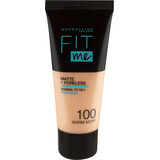 Maybelline New York Base de Maquillaje Fit Me Matte &amp; Poreless 100 Warm Ivory, 30 ml