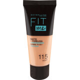 Maybelline New York Base de Maquillaje Fit Me Matte &amp; Poreless 115 Ivory, 30 ml