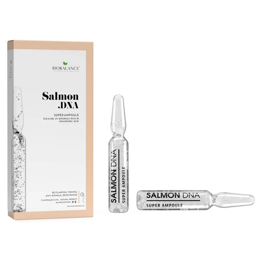 Viales concentrados antiedad con ácido hialurónico de caviar de salmón, Bio Balance, 10 x 2 ml