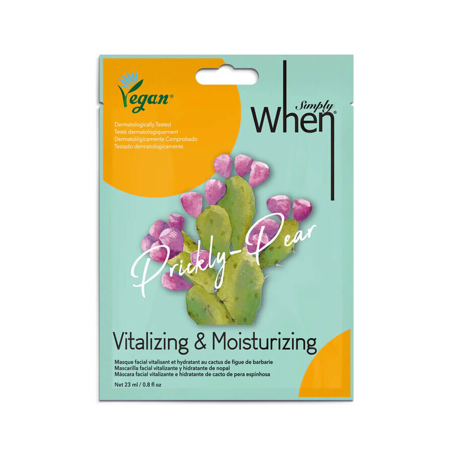 Masque végétal revitalisant et hydratant à l'extrait de fruit de cactus pour les peaux très sèches ou abîmées, Simply When, 23 ml