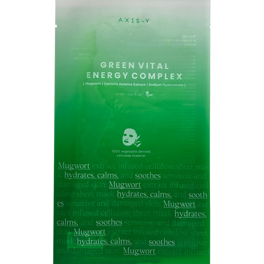 Mugwort Green Vital Energy Complet Sheet Mask - Masca de fata hidratanta cu efect calmant, AXIS-Y, 27ml