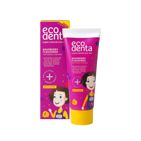 Pasta dentífrica infantil contra la caries con sabor a frambuesa, Ecodenta, 75 ml