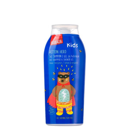 Champú y gel de ducha natural para niños Action Hero, 250 ml - BIOBAZA