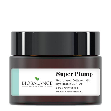 Super Plump Crema antirughe intensamente idratante con Collagene Idrolizzato 3% + Acido Ialuronico 3D 1,5%, Bio Balance, 50 ml