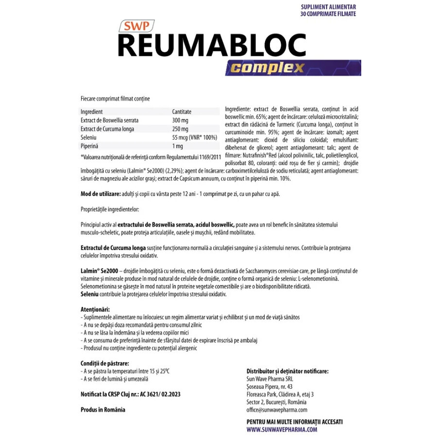 ReumaBlock Complex, 30 comprimidos, Sun Wave