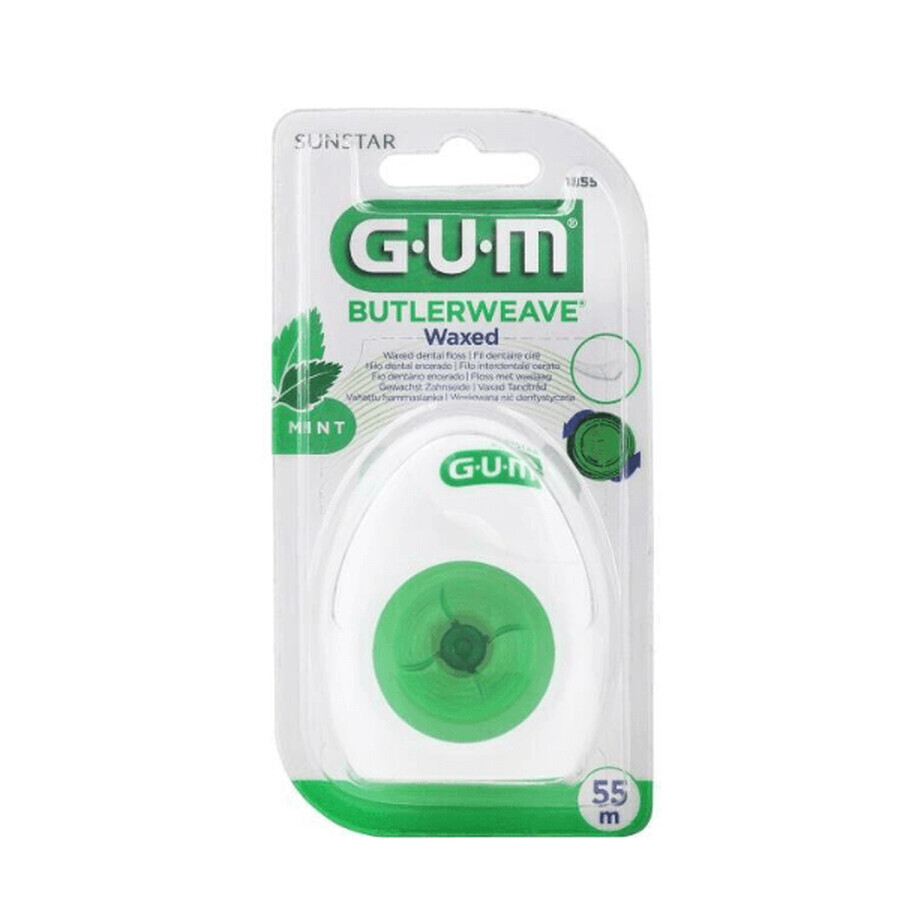 Seda dental encerada Butlerweave menta, 55 m, Sunstar Gum