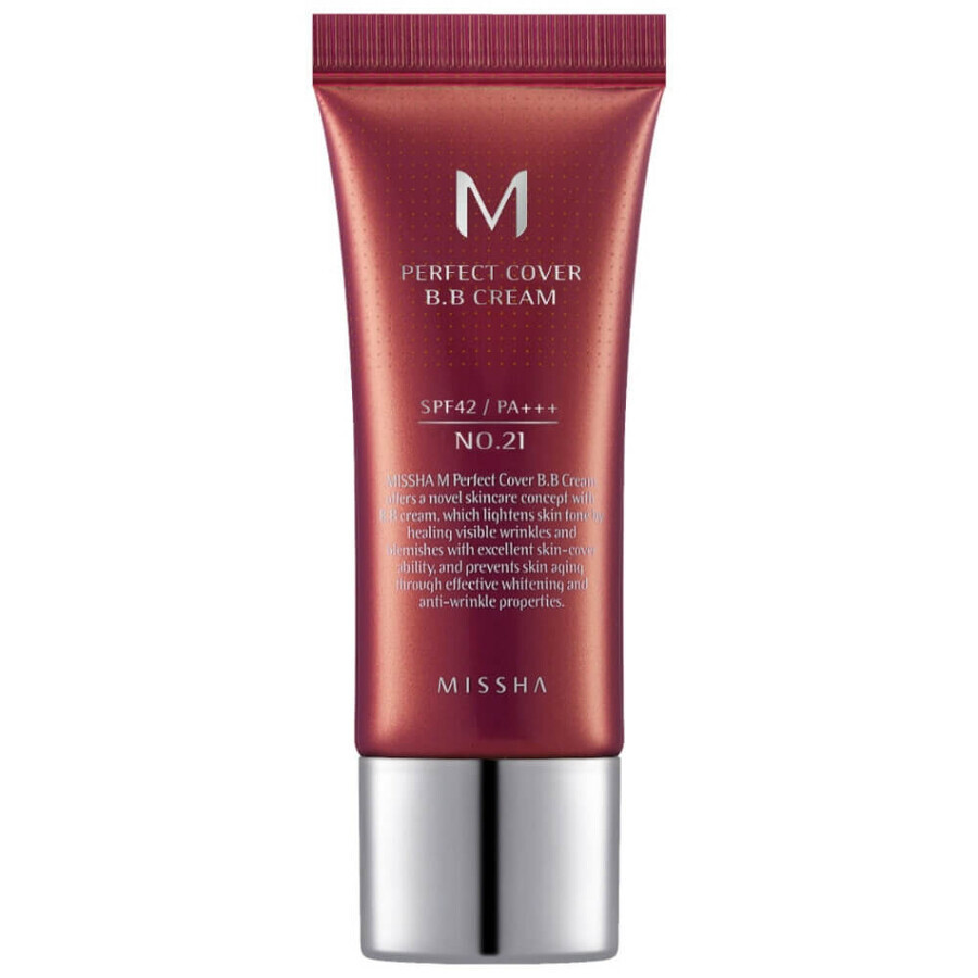 BB Cream M Perfect Cover SPF42/PA+++, 20 ml, nuanta 21, Missha