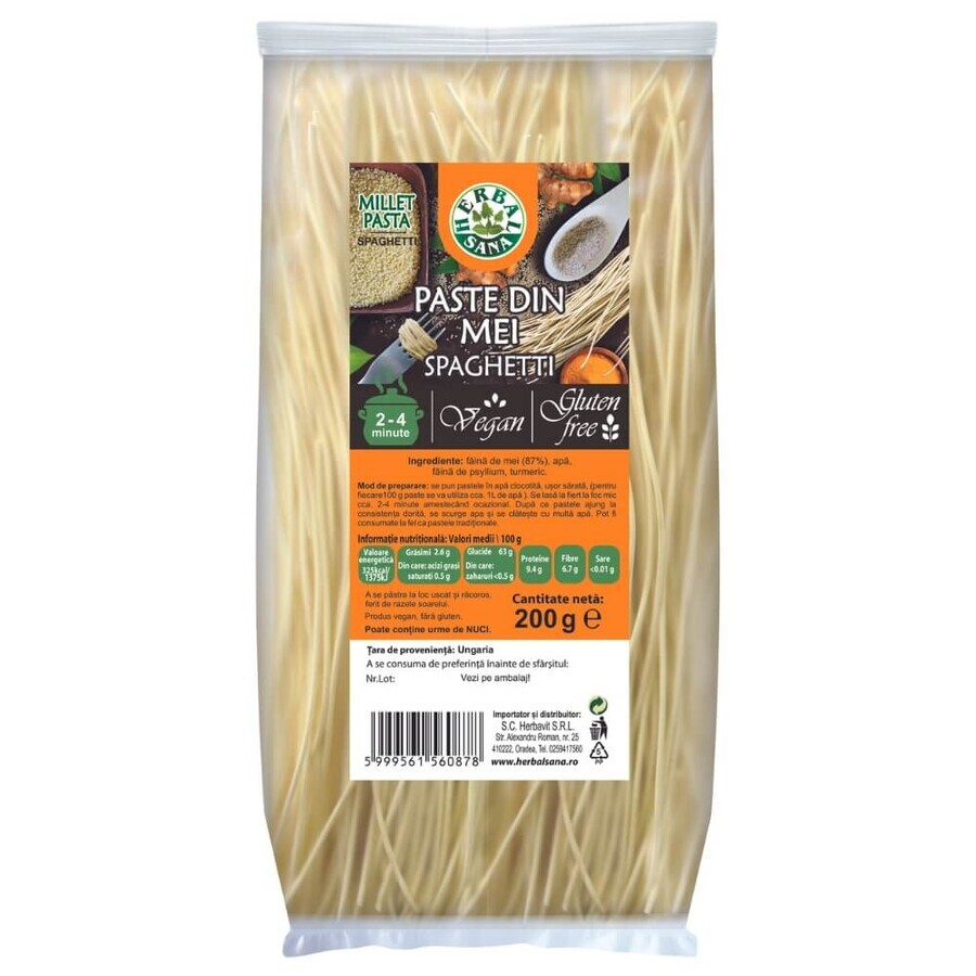 Pasta di miglio, spaghetti, 200 g, Sana alle erbe