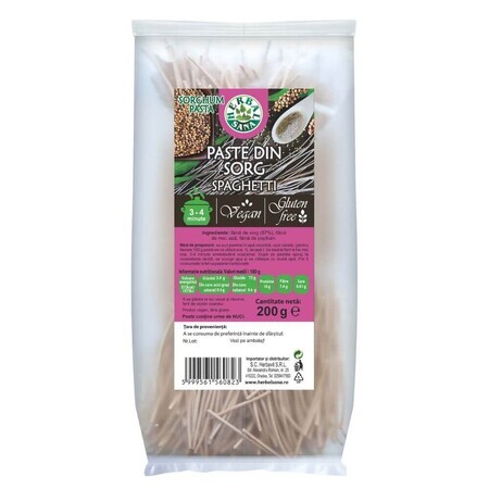 Pasta de sorgo, espaguetis, 200 g, Herbal Sana