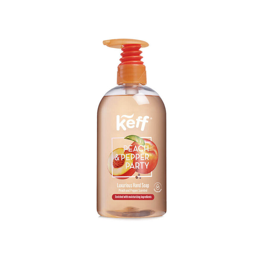 Savon liquide au parfum de pêche et de poivre noir, 500 ml, Keff