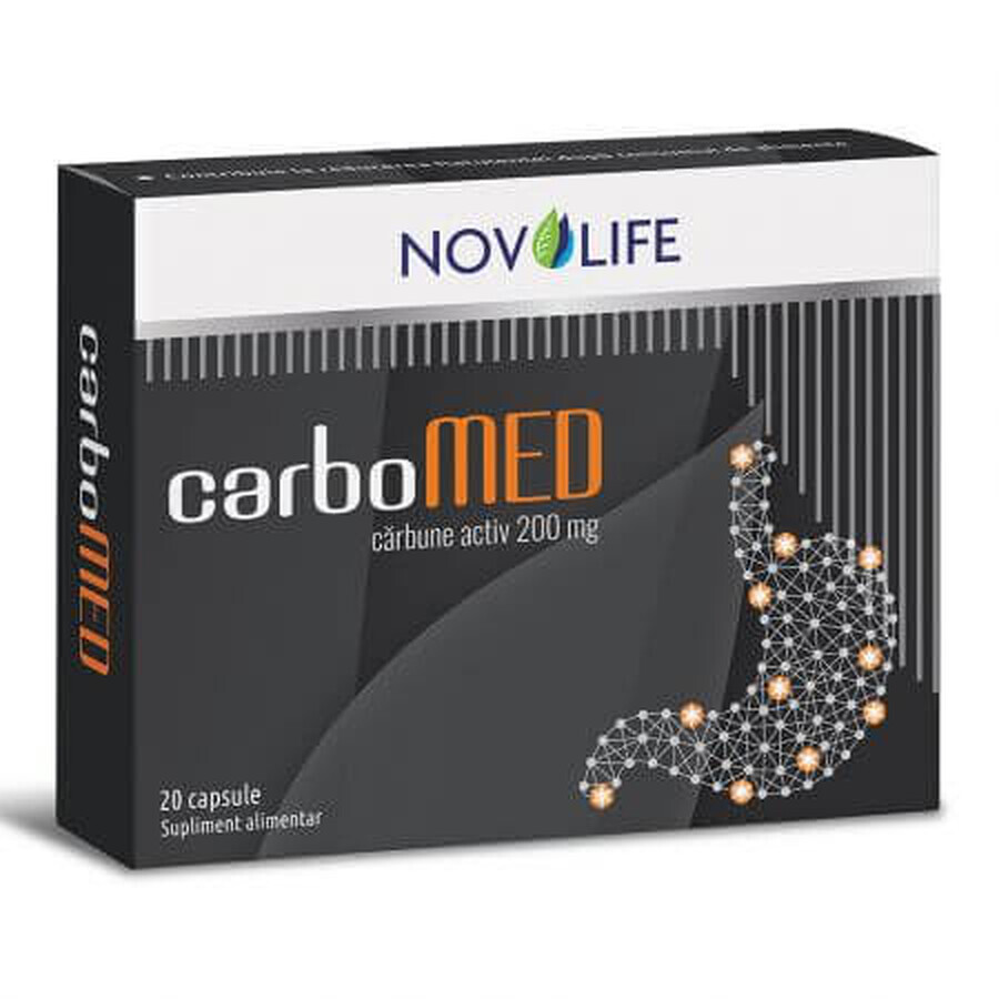 Carbón activado CarboMED, 200 mg, 20 cápsulas, Novolife