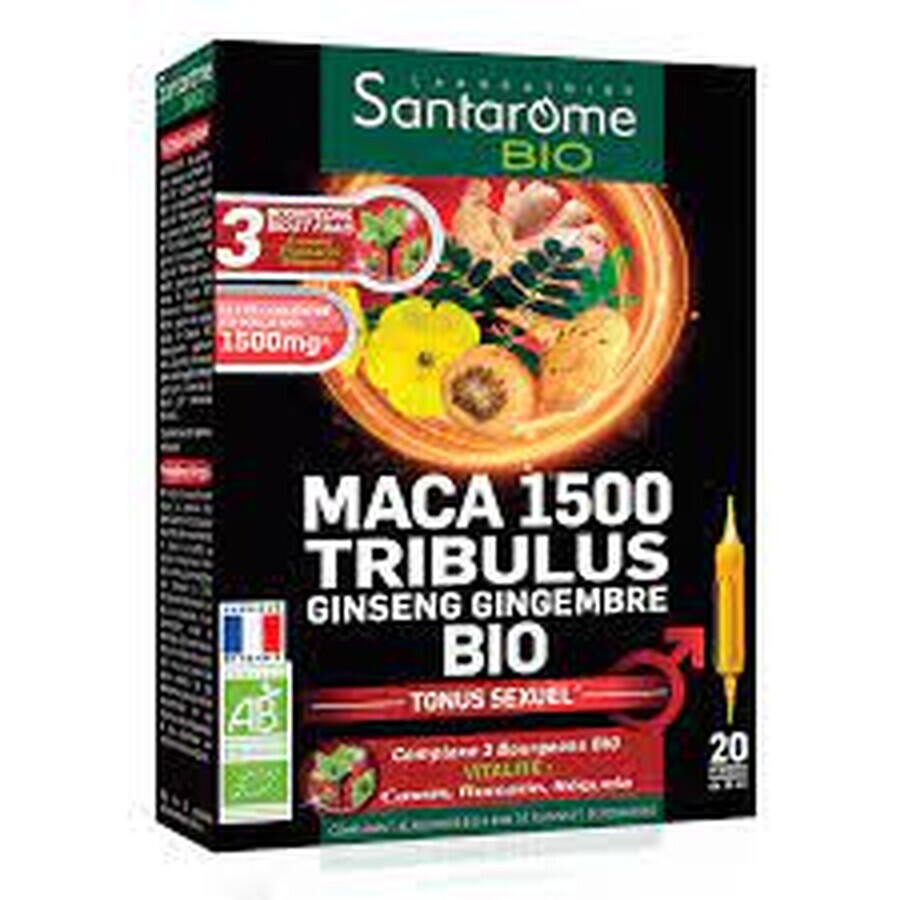 Maca 1500 Tribulus, 20 ampollas, Santarome